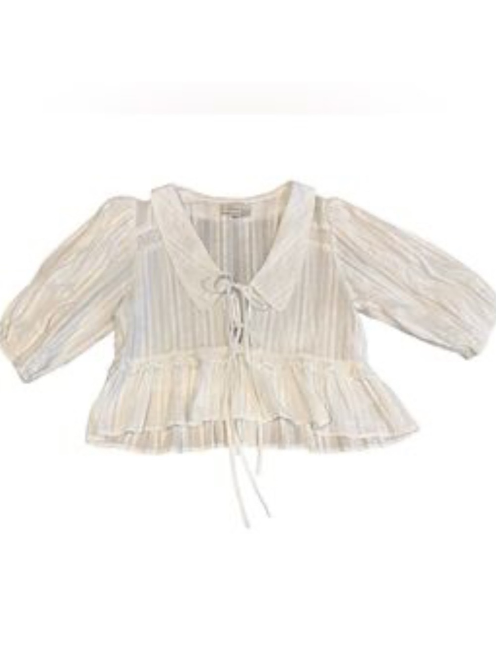Band of The Free Lace-Trim Tie-Front Peasant Blouse Size Medium